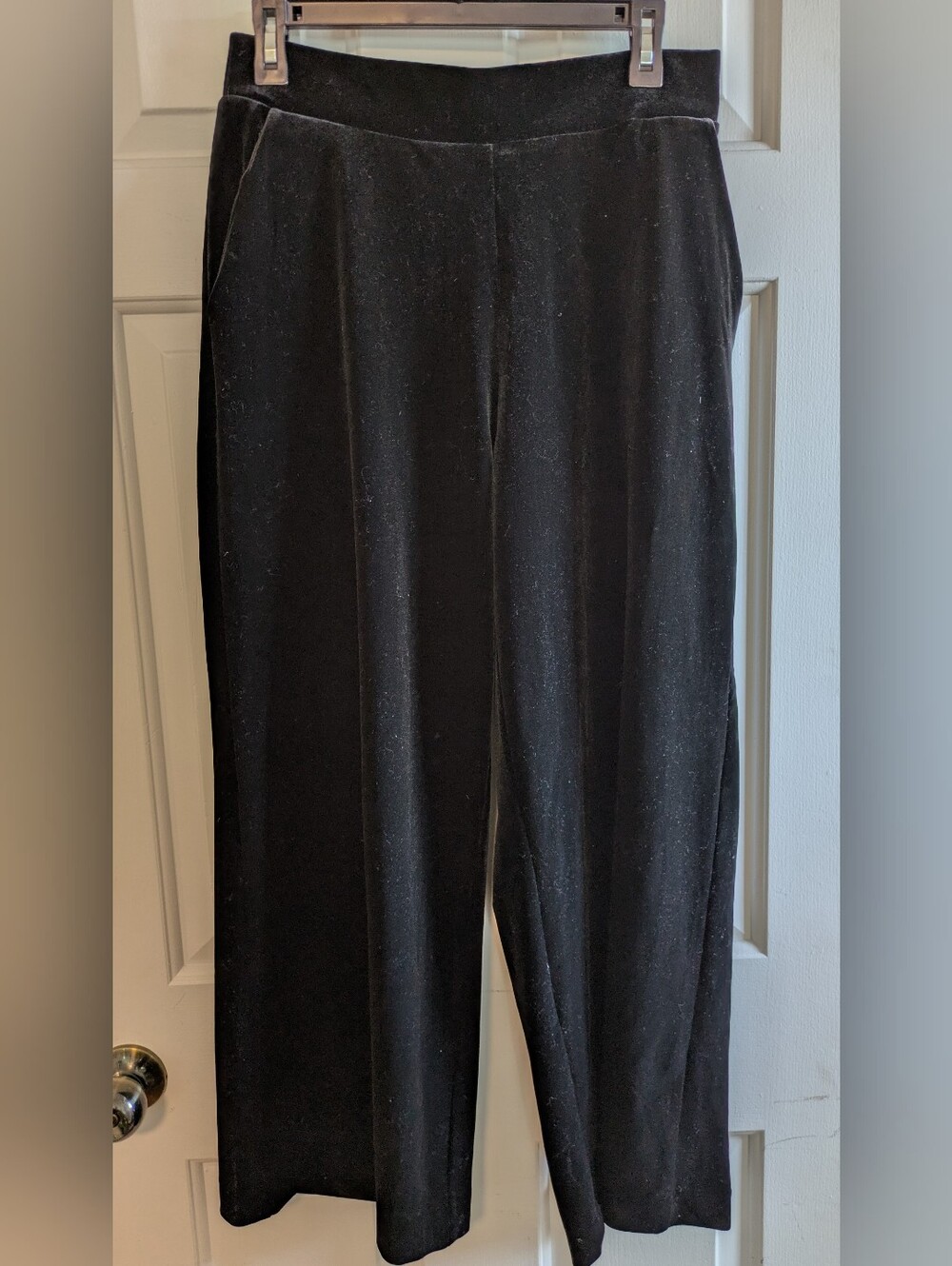 Rachel Zoe Black Velvet High waisted Wide-Leg Cropped Pants